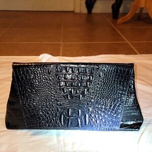 KEMISTRY Black Crocodile Embossed Clutch